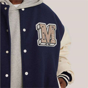 Custom Unisex Varsity Jacket <b>Wool</b>-Lined Polyester Lining Embroidered Front Anti-Bacterial Quick Dry Stand Collar Thickened - Product Image 3
