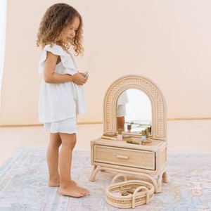 Kid dressing table different designs for sale preschooler dress up <b>vanity</b> rattan make-up desks - Product Image 6