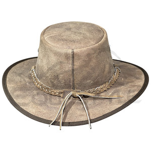 Sombrero de Vaquero Artesanal de Cuero Envejecido con Banda Trenzada, Ala Ancha, Resistente, Accesorio para Hombre, Estilo Ranchero - Product Image 3