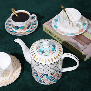 Sophisticated Marble Finish <b>Tea</b> <b>Set</b> With Premium Porcelain Material Elegant <b>Tea</b> Cups Stylish Teapot Decorative Tray - Product Image 5