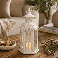 Lanterne en métal style vintage, porte-bougie rustique, décoration de table style ferme, centre de table vieilli pour mariage, lanterne d'extérieur pour patio, cadeau