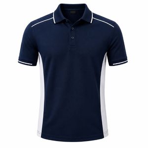 Maillot ODM pour homme noir et beige uni avec logo frontal, à manches courtes, tricoté, respirant, pour usage décontracté - Product Image 3