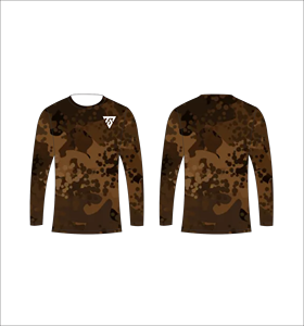 เสื้อยืดแขนยาวลายพรางสีน้ำตาลเข้มสำหรับผู้ชาย ลายพิมพ์แบบนามธรรม คอกลม สวมใส่สบายๆ สไตล์สตรีทแวร์ เหมาะสำหรับออกกำลังกาย - Product Image 1
