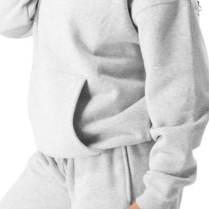 Sudadera de Forro Polar para Mujer, Color Gris Claro, Manga Larga, Informal, para Hacer Ejercicio, Gimnasio, Ropa Deportiva, Suave, Cómoda, Corte Holgado, con Capucha - Product Image 4