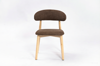 Chaise de salle à manger rembourrée moderne, style nordique, avec pieds en bois massif, fauteuil en tissu, chaise d'appoint minimaliste en polyester pour la maison et le salon