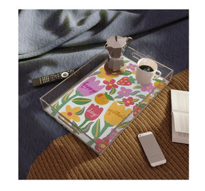Superbe plateau de service en acrylique pour la maison, plateau de rangement et de service alimentaire, personnalisable et rectangulaire - Product Image 1