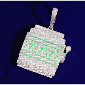 Fashion Jackpot Slot <b>Machine</b> Pendant Necklace with VVS Moissanite Diamonds and 925 Sterling Silver for Rappers - Product Image 1