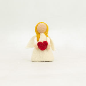 Adorno de Hada de Fieltro de Lana Hecho a Mano, Muñeca Ángel con Corazón, Hada Waldorf Colgante para Decoración de Árbol de Navidad, Venta al por Mayor - Product Image 1