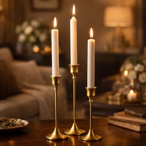ILAHI's Vintage <b>Brass</b> Handmade Tapered <b>Candlestick</b> <b>Holder</b> Embossing Printing Design 1 Color High Quality Heat Resistant Home - Product Image 2