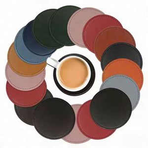 Sous-verres en cuir PU personnalisés avec logo en relief pour restaurants, hôtels, cadeaux promotionnels d'entreprise, vente en gros - Product Image 4