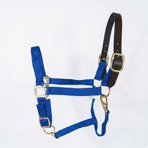 Cabestro de Seguridad para Caballo Azul Rey, de Nailon con Corona de Cuero Genuino, Ajustable y Duradero - Product Image 1