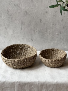 ตะกร้าหญ้าทะเลทรงกลมถักด้วยมือ2ชิ้นแบบมินิมอลลิสม์สำหรับห้องครัว/ตะกร้าเก็บของตกแต่งบ้าน - Product Image 3