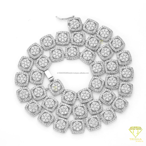 Collier tennis carré doré avec pierres micro-pavées pour bijoux hip-hop urbains - Product Image 6