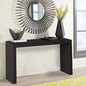 Pine Wood Grain Modern Narrow Entryway Console <b>Table</b> with Storage Cabinet Dark <b>Brown</b> Living Room Furniture - Product Image 1