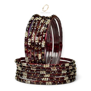Nuevo Juego de Brazaletes de Diseño Moderno con Circonitas Rojas y Baño de Oro Estilo Kashmiri, Colección de Joyería para Bodas, Venta al Por Mayor - Product Image 3