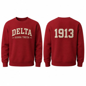 Sweat-shirt à col rond Delta Sigma Theta 13, bordeaux noir, unisexe, tricoté, pull décontracté, vêtements d'automne - Product Image 4
