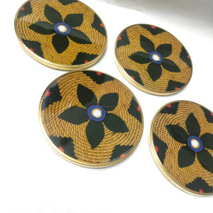 Wholesale Brass Rim Drink Coaster Set Premium MDF <b>Table</b> <b>Protector</b> Custom Floral Artwork Durable Eco-Friendly Handmade for Hotels - Product Image 2