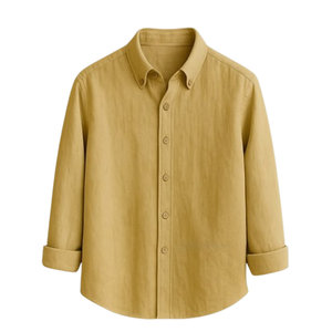 Chemise décontractée en lin et coton pour homme, couleur unie, manches longues, col montant, respirante, idéale pour l'été - Product Image 6