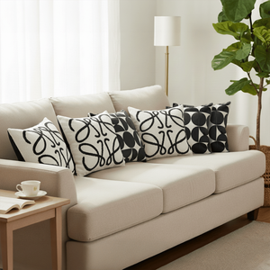 SOGA 6-Piece 45cm <b>Pillow</b> & Cushion Cover Set Modern Geometric Circles & Art Loop Decorative Cases for <b>Sofa</b> & Bed - Product Image 2