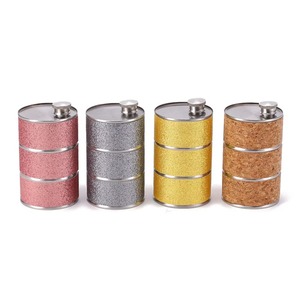 Oil Drum Style Multi Color Hip Flasks <b>Set</b> Stylish Portable Drink Containers For Travel Gifting Party And Personal Use From India - Product Image 1