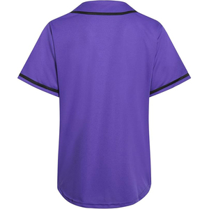 Camiseta de Béisbol Morada Unisex de Manga Corta con Botones al Frente, Absorbente de Humedad, de Poliéster, Color Sólido, para Todas las Temporadas - Product Image 2