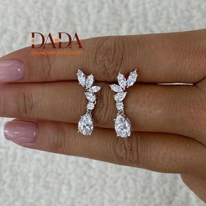 Pendientes Florales con Diamantes Cultivados en Laboratorio, Corte Marquesa y Pera, Joyería Fina de Diseño Elegante para Cada Ocasión - Product Image 3