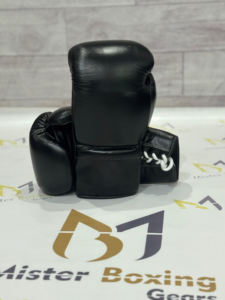 Guantes de Boxeo de Primera Calidad al por Mayor, Fabricados en Cuero Genuino Negro, Guantes de Entrenamiento y Sparring con Cordones - Product Image 3