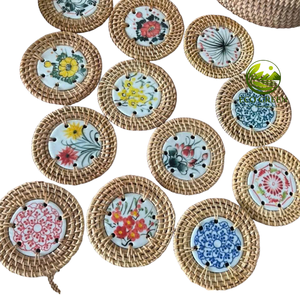 Natural Mother of Pearl Shell <b>Coaster</b> Handmade Rattan Edge <b>Table</b> Decor Gift Item for Hotels and Resorts - Product Image 5