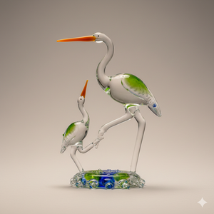 Figura de Cristal Hecha a Mano de la Familia Pelican y Juguete Decorativo Navideño de la India (Rajasthan) - Product Image 2