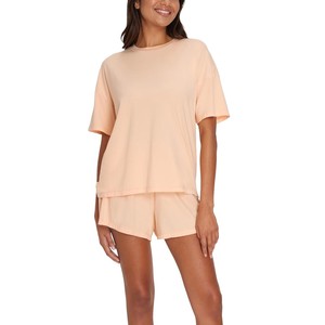 Women's Black 2-Piece <b>Knitted</b> <b>Set</b> O-Neck Short Sleeve Top With Pocket Above Knee Shorts Casual Breathable Spring Summer Wear - Product Image 6