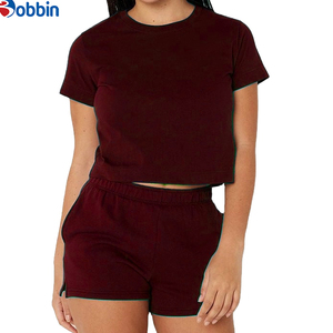 Conjunto Deportivo de 2 Piezas para Mujer, Estilo Hip Hop con Logotipo Personalizado, Verano, Manga Corta, 100% Algodón, Transpirable, Secado Rápido, Ecológico - Product Image 4