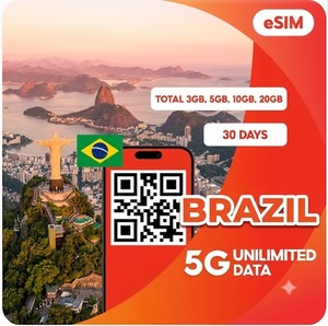 NionAir Brasil ESIM Plan de Datos de Viaje 4G/5G 3GB/5GB/10GB/20GB / 30 Días Activación por Código QR Entrega Instantánea por Correo Electrónico - Product Image 1