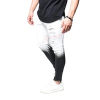 Jean slim déchiré dégradé pour homme, respirant, brodé, léger, avec rivets et fermeture éclair, style crayon, tendance urbaine