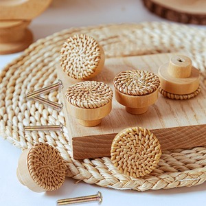 Closet door handles handmade in Vietnam natural rattan furniture handle <b>dresser</b> cupboard pull <b>knob</b> - Product Image 6