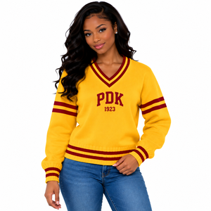 Suéter de Punto con Cuello en V Versátil para Mujer, Marca PDK, Cómodo para Atuendos Casuales y Uso Diario - Product Image 1