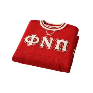 Kappa Alpha Psi Phi Nu Pi Krimson Chenille Crewneck True Size Premium Fleece Embroidered Greek Letter Crest Fraternity Apparel - Product Image 6