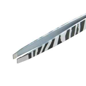 แหนบถอนขนคิ้วปลายเฉียงสแตนเลสเคลือบสีฝุ่นลายม้าลาย คุณภาพระดับ A+ สำหรับมืออาชีพ - Product Image 6