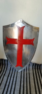 Escudo Templario Medieval Hecho a Mano de Alta Calidad, Diseño de Cruz Roja, Acero Suave, para Reenactment, Decoración de Fiesta de Halloween, Regalo - Product Image 5