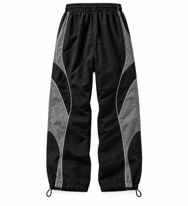 Custom Black Grey <b>Windbreaker</b> Pants <b>Vintage</b> Color Block Nylon Track Pants Streetwear Jogger Manufacturer - Product Image 2