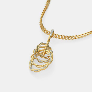 Collar con Colgante de Diamante Cultivado en Laboratorio, en Forma de Círculo, con Capas de Oro Amarillo - Product Image 3