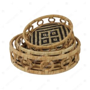 PIXEL TONE Handmade Serving <b>Tray</b> Bamboo Rattan <b>Tray</b> <b>Kitchen</b> <b>Tray</b> Holder Home Décor - Product Image 4
