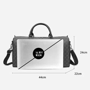 Sac de week-end en cuir avec compartiment à chaussures, fermeture éclair, sac de voyage extensible pour le week-end - Product Image 2