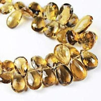 Perles de pierre naturelle de quartz champagne facettées en forme de poire, 8 mm et 10 mm, certifiées IGI, pour la création de bijoux, 2026
