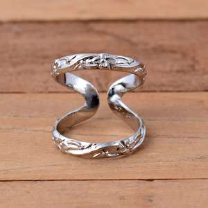 925 <b>Sterling</b> <b>Silver</b> Luxury Unisex Floral Finger Splint <b>Ring</b> <b>Adjustable</b> Arthritis Support Joint <b>Ring</b> - Product Image 1