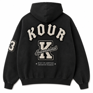 Sudadera con Capucha Vintage Lavada Personalizada, Unisex, Oversize, con Bolsillo Frontal y Parches Bordados en Chenilla - Product Image 2