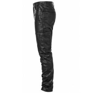 <b>Black</b> Color Fashionable Men Vintage Genuine Leather <b>Pant</b> Best Selling Stylish Breathable Slim Fit Motorbike Riding <b>Pants</b> - Product Image 4