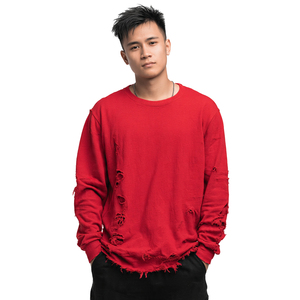 Sudaderas con hombros caídos y efecto desgastado para hombre, 400 g/m², cuello redondo, manga larga, forro polar - Product Image 2