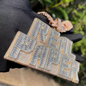 จี้เพชรโมอิสซาไนต์แบบกำหนดเอง สไตล์ฮิปฮอป VVS ประดับเพชรเต็มตัว  จี้ตัวอักษรเงินแท้ 925  จี้เพชรโมอิสซาไนต์สั่งทำ - Product Image 4