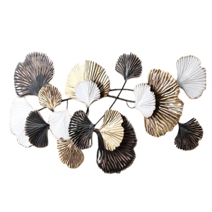 Decoración de Pared de Hojas Metálicas Hechas a Mano, Adorno Colgante de Pared Dorado y Gris de Estilo Nórdico Creativo para Decoración de Interiores de Lujo, Decoración del Hogar - Product Image 3