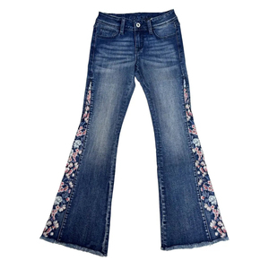 Jeans en denim évasés avec broderie personnalisée, ultra-doux, respirants, écologiques, broderie pour femmes, tissu de qualité supérieure, séchage rapide, coton - Product Image 4